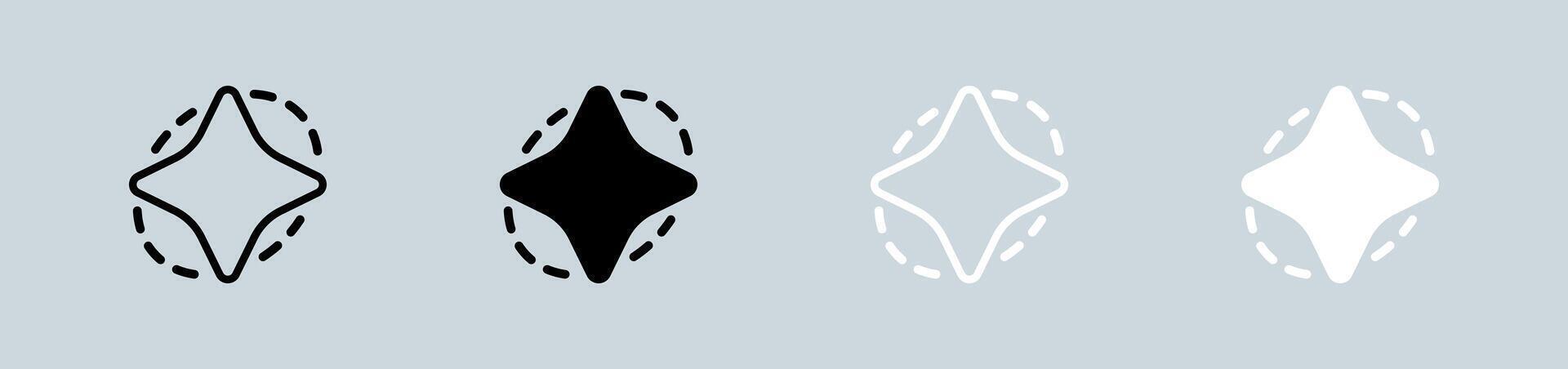 Magic tool icon set in black and white. Star signs illustration. vector