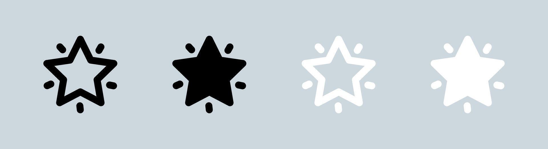 Favourite icon set in black and white. Star signs illustration. vector