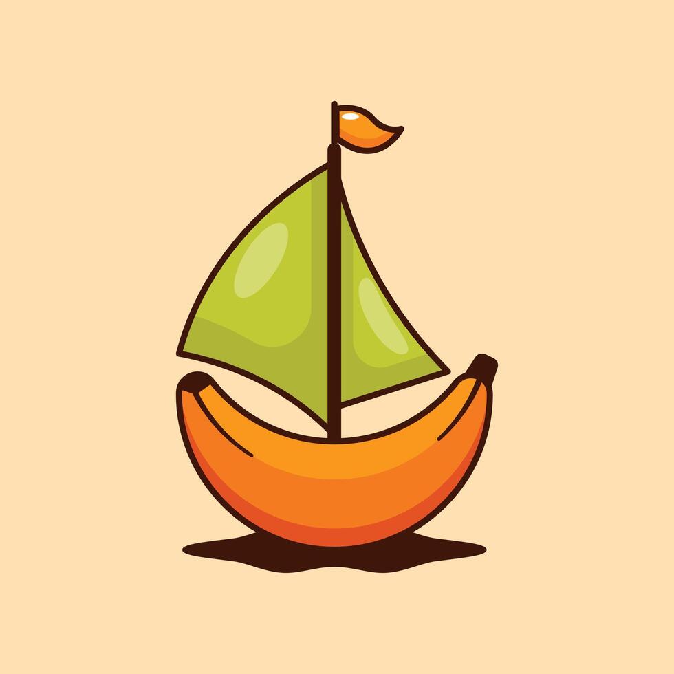 Cartoon illustration of banana boat. vector