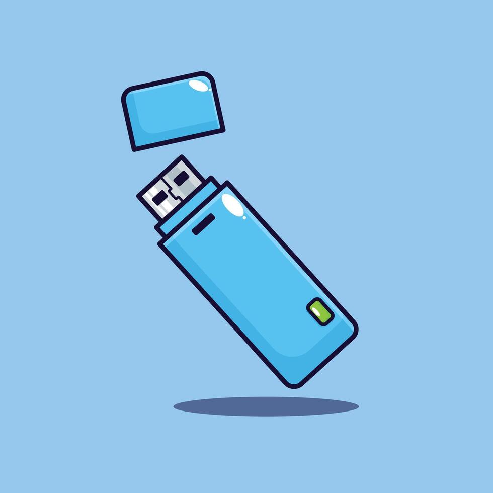 Cartoon illustration of flash drive usb. vector