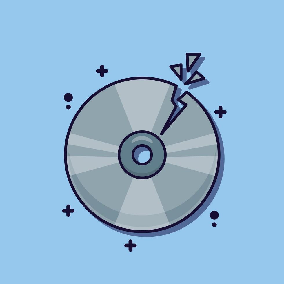 Cartoon illustration of broken disc vector