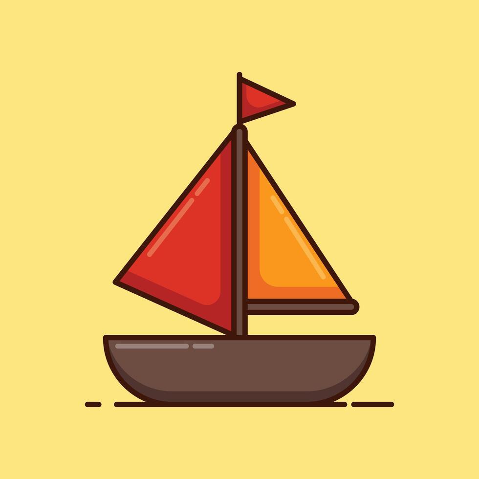 Cartoon illustration of boat. vector