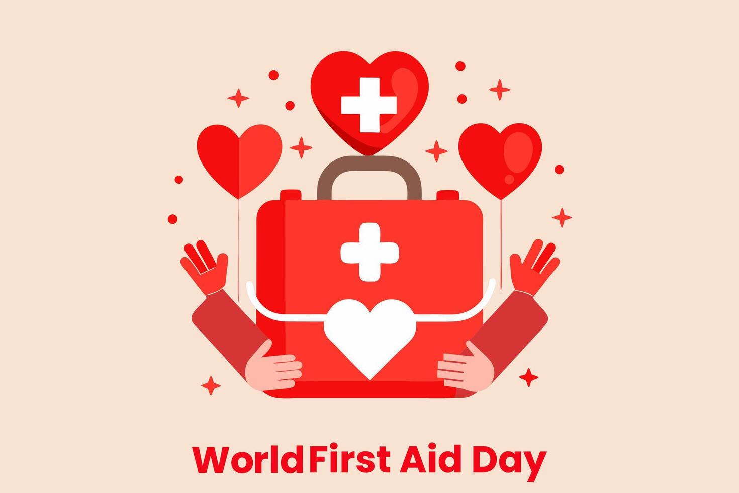 World first aid day holiday tending concept template vector