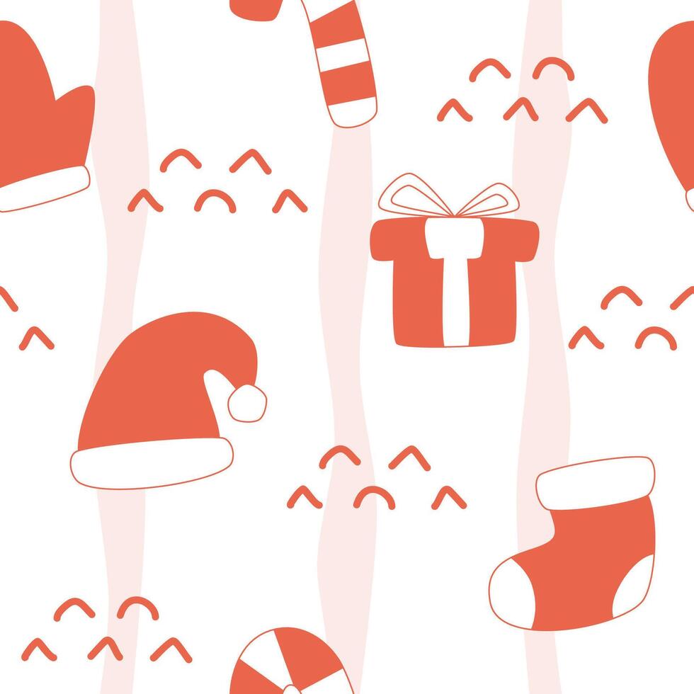 Seamless pattern with christmas shock and hat vector