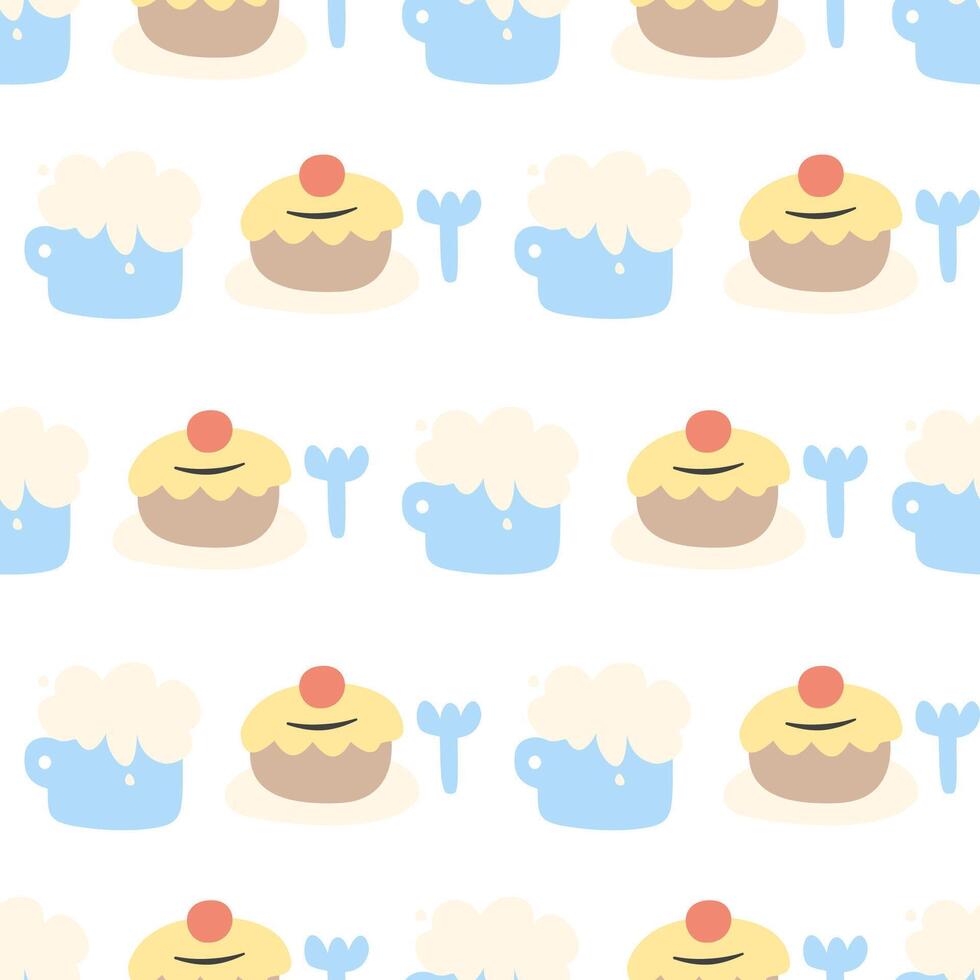 Seamless pattern with cake and beer vector