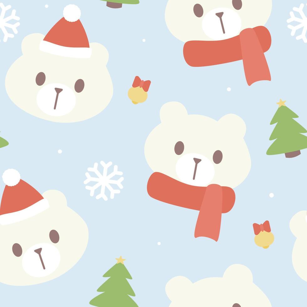 Seamless pattern with cute polar bear vector