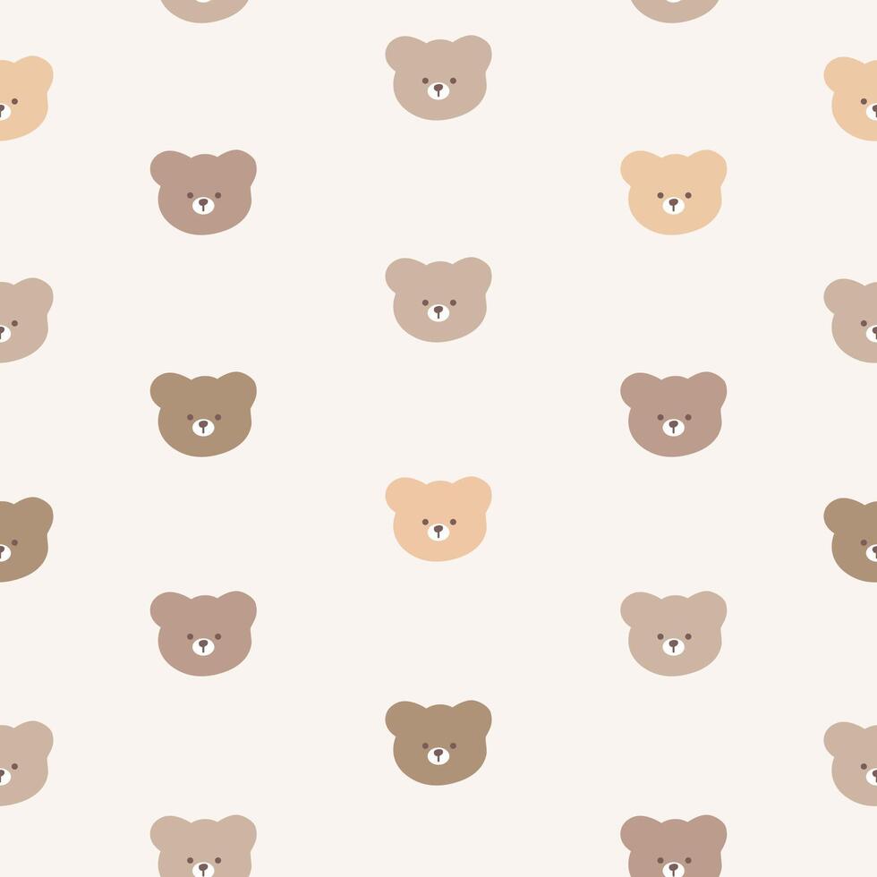 Seamless pattern with cute teddy bear head vector