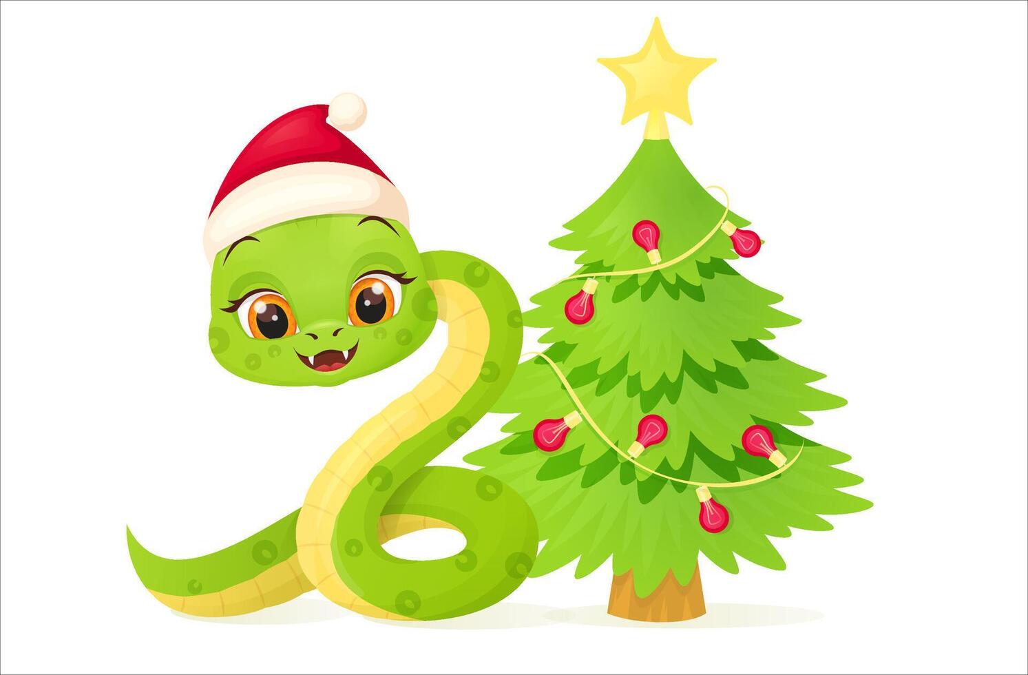 Snake characters with smiling faces. Merry christmas and Happy new year 2025 invitation card. vector