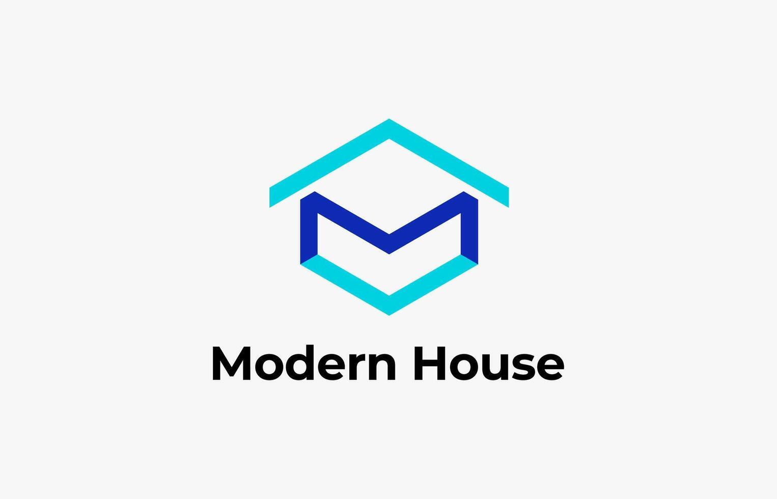Logo Letter M and Home rooftop. Recidential, Minimalist and Modern. Editable file vector