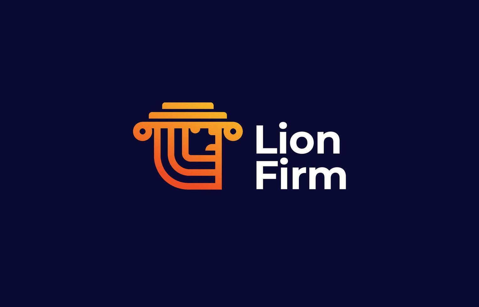 Logo Lion head and Pillar law simple concept, justice and judge. Lawyer, law firm, justice. Editable file vector