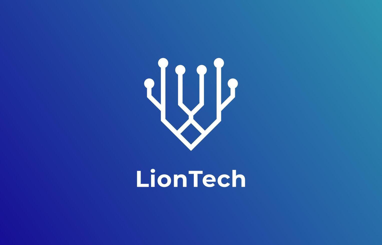 logo lion or tiger with technology concept, tech, circuit and modern. Editable file vector