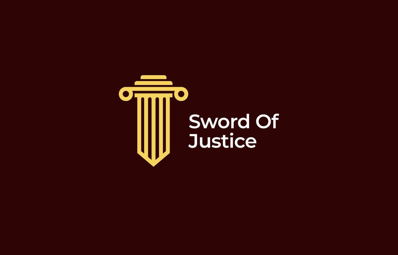 logo Pillar law and sword. Justice, law firm and judge. Editable file vector
