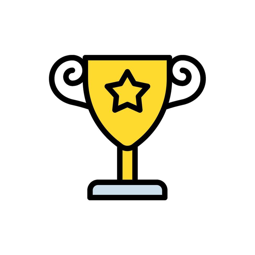 icon Flat trophy with star award in soccer game.Football, sport, strategy. Editable file vector