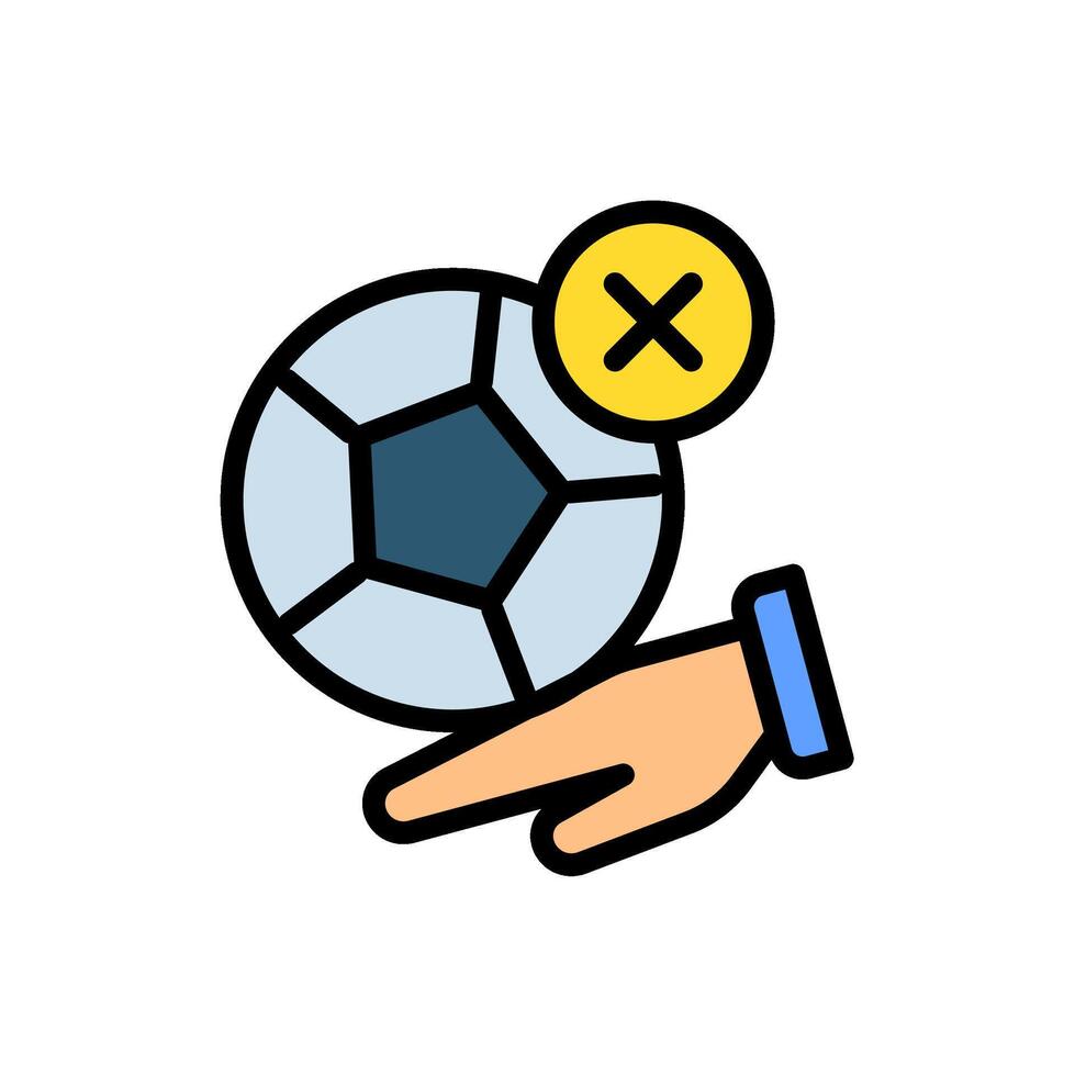 icon Flat hand ball penalty in soccer game.Football, sport, strategy. Editable file vector