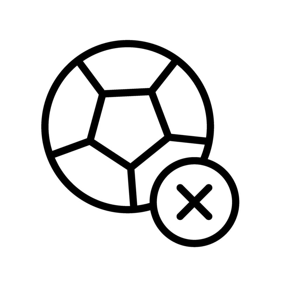 icon Line soccer ball with x sign or penalty symbol.Football, sport, strategy. Editable file vector