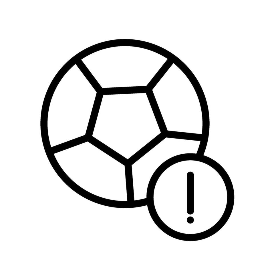 icon Line soccer ball with warning sign or penalty symbol.Football, sport, strategy. Editable file vector