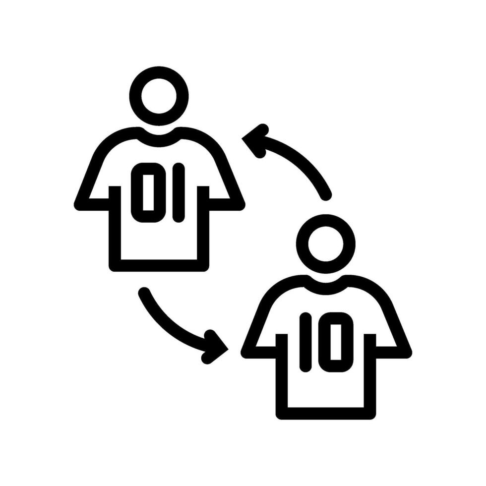 icon Line switch or substitution players in soccer game.Football, sport, strategy. Editable file vector