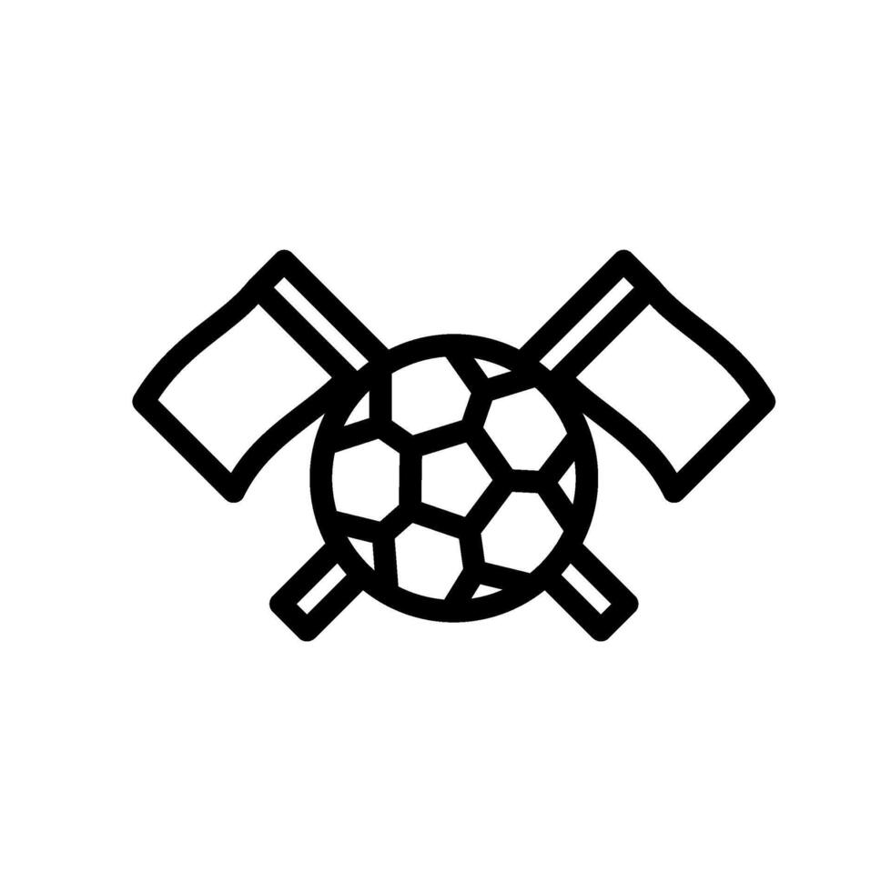 icon Line soccer ball with flag crossing.Football, sport, strategy. Editable file vector