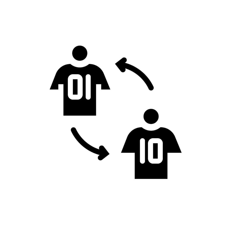 icon Glyph switch or substitution players in soccer game.Football, sport, strategy. Editable file vector