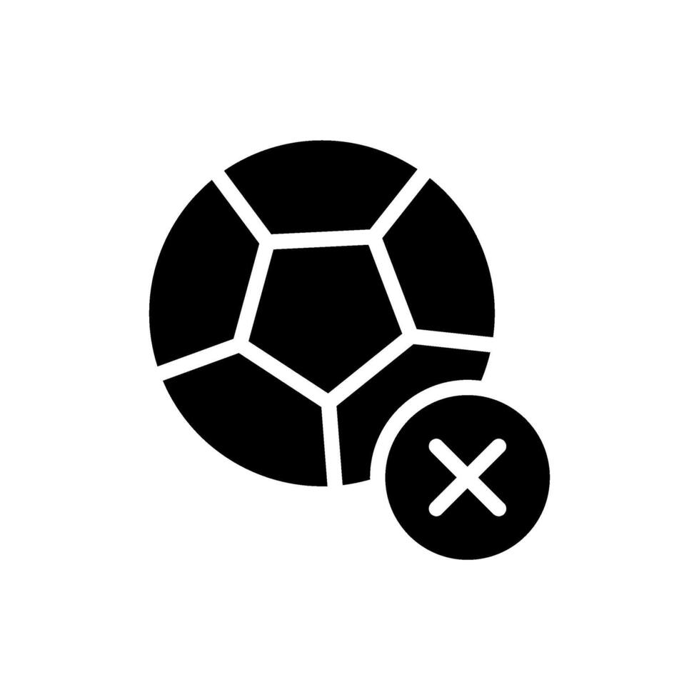 icon Glyph soccer ball with x sign or penalty symbol.Football, sport, strategy. Editable file vector