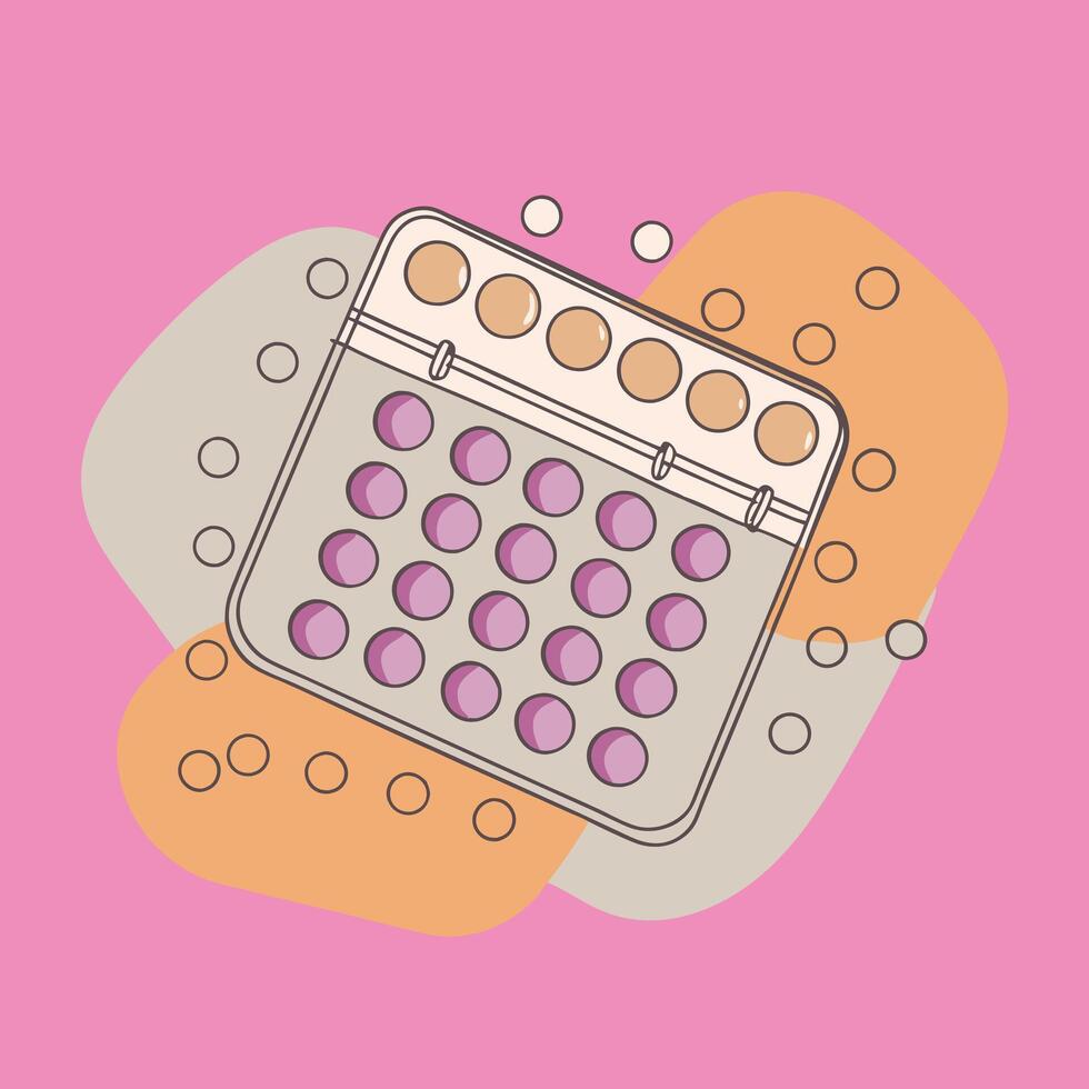 An illustration of a pill box on a pink background vector