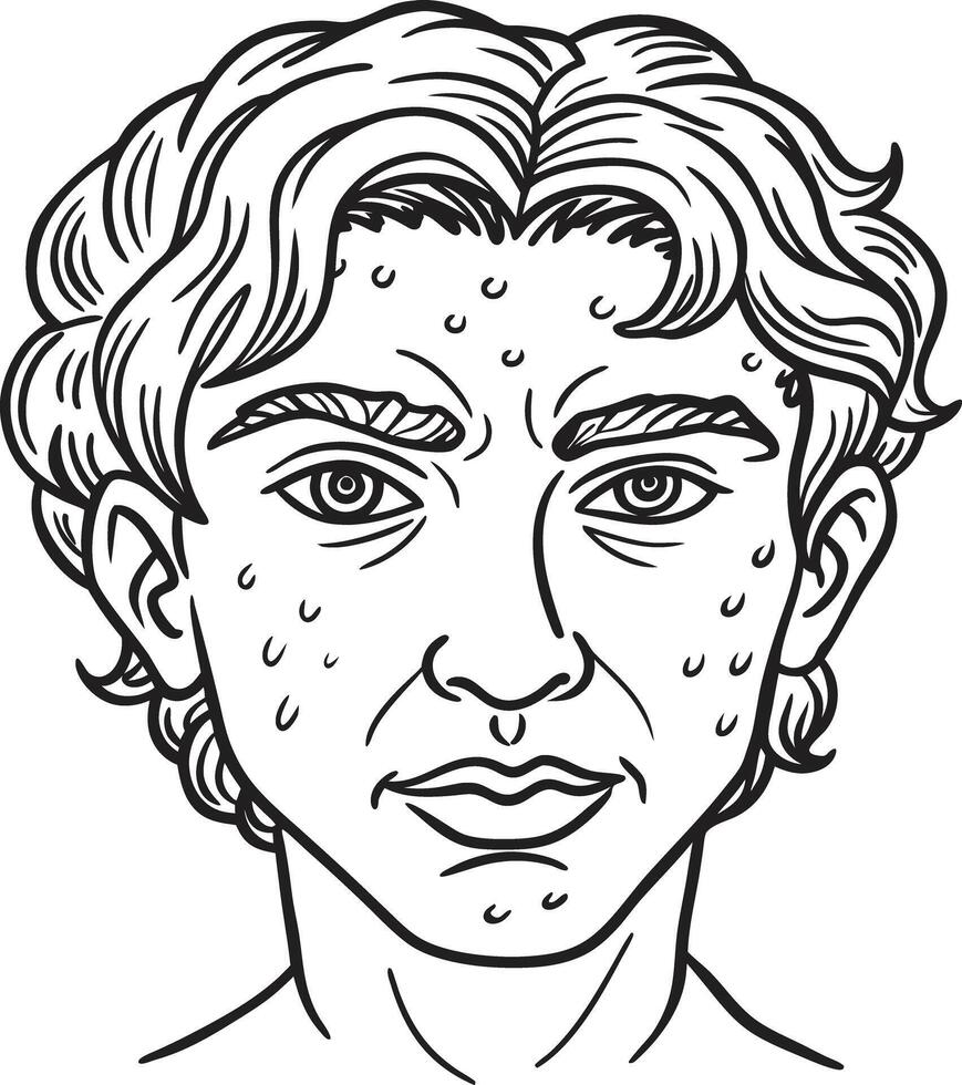 A man with acne on his face coloring page vector