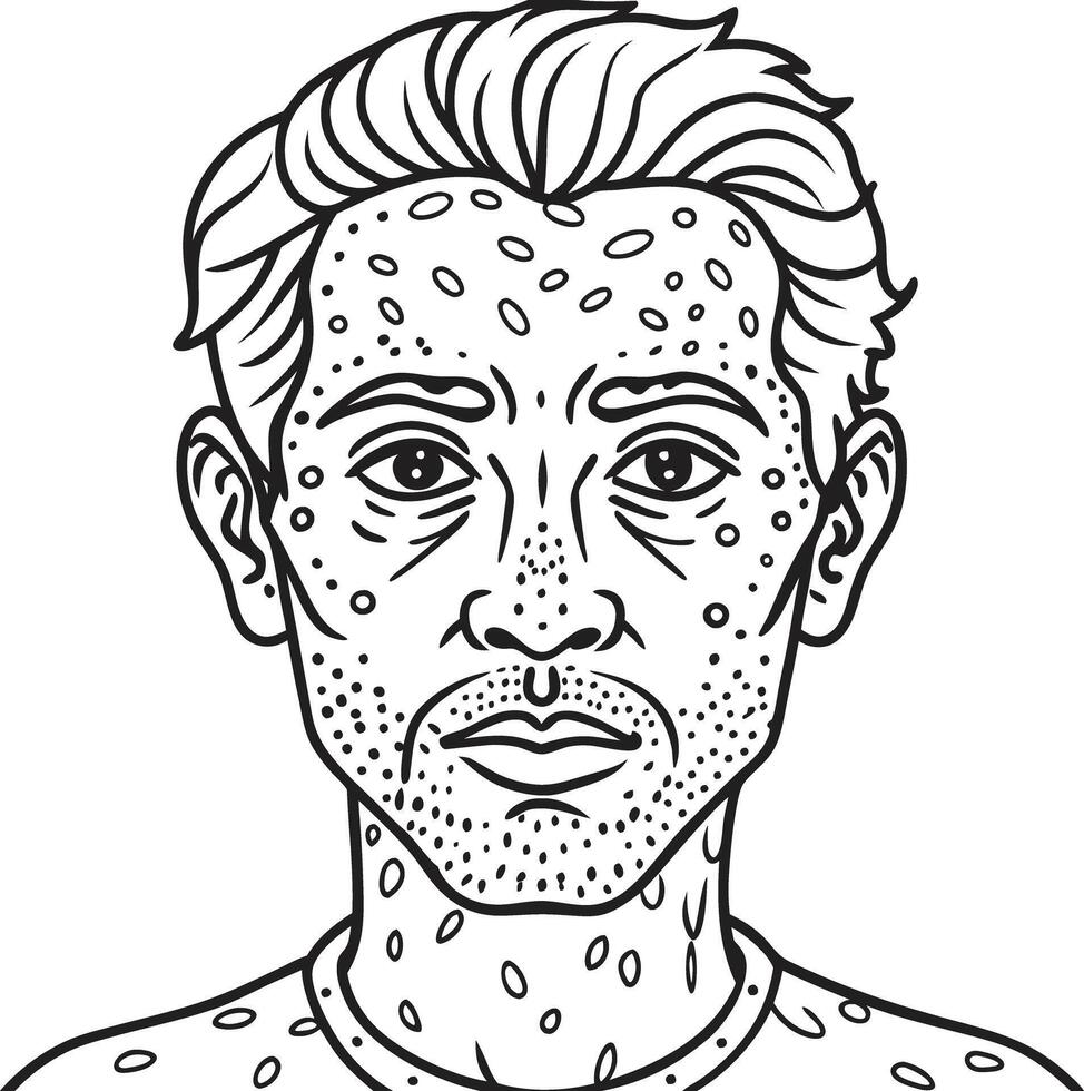 A man with spots on his face vector