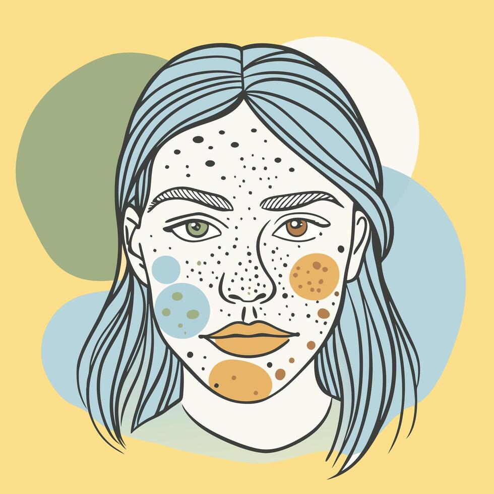 A woman with freckles on her face vector