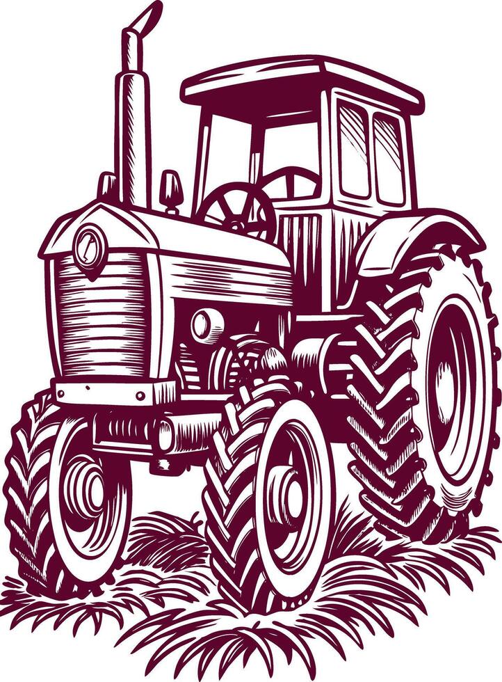 A vintage tractor on a field vector