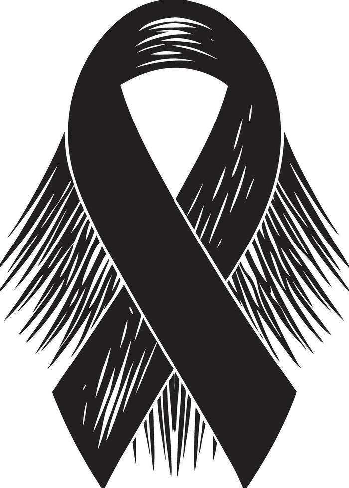 Black awareness ribbon with feathers illustration vector