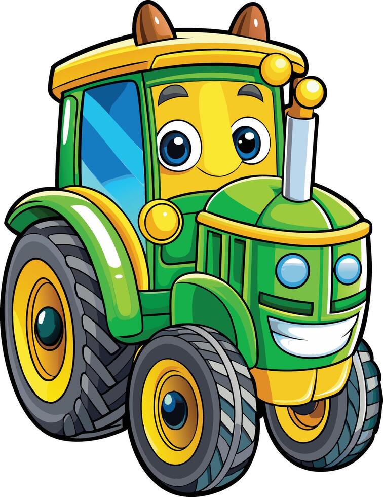 Cartoon tractor illustration vector