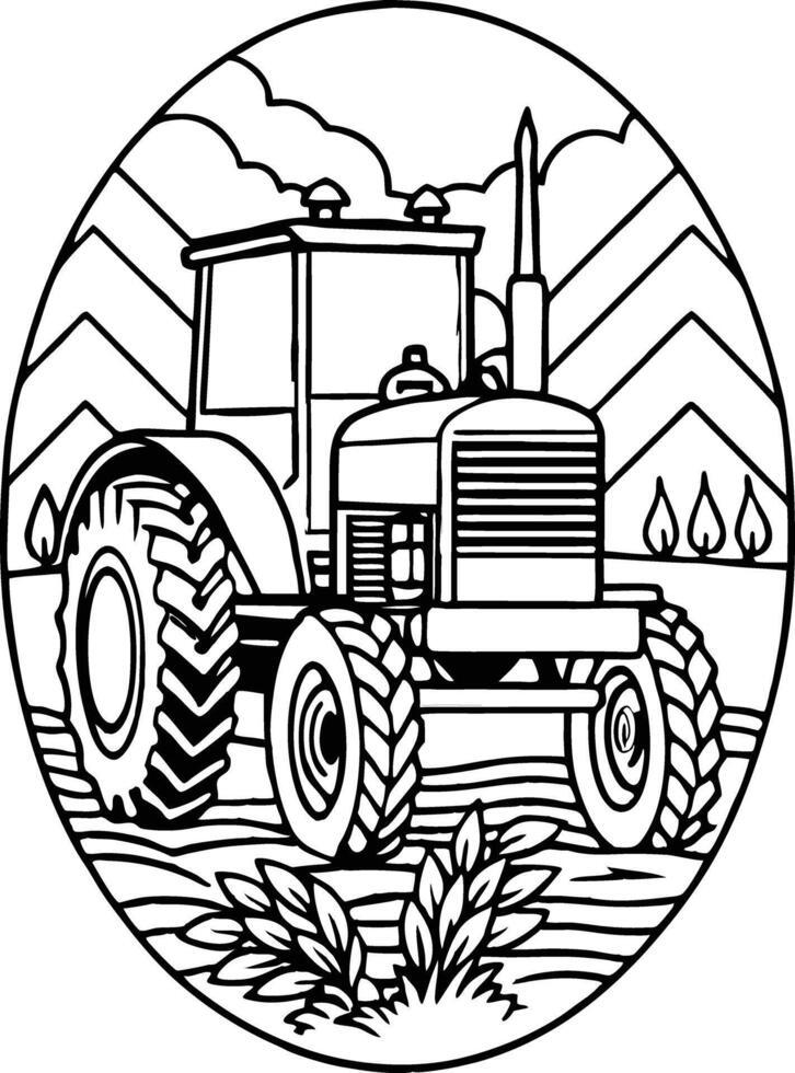 Tractor coloring pages for kids vector