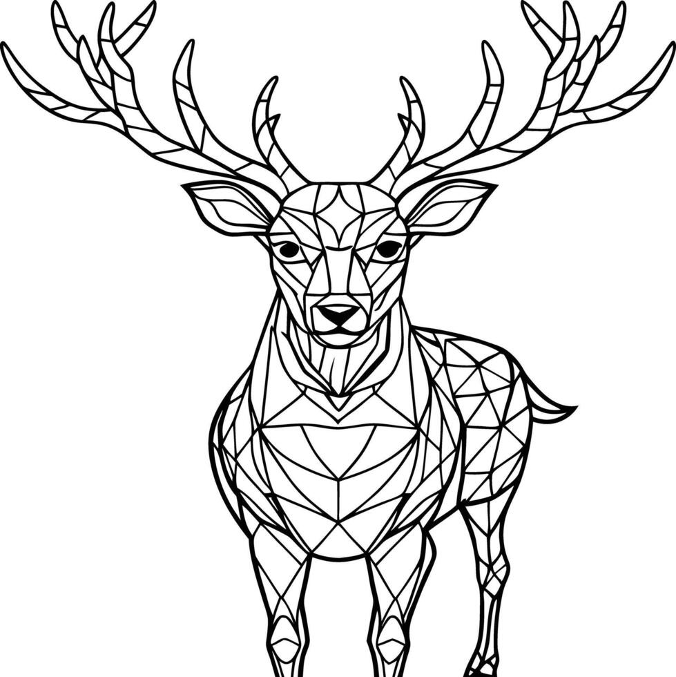 Geometric deer coloring pages vector