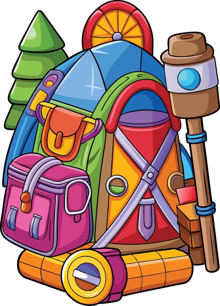 Camping equipment for adventure vector