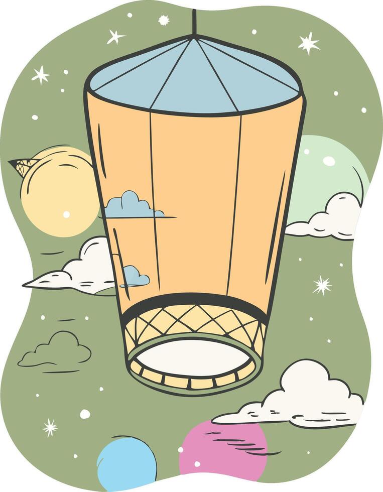 A cartoon drawing of a kite flying in the sky vector