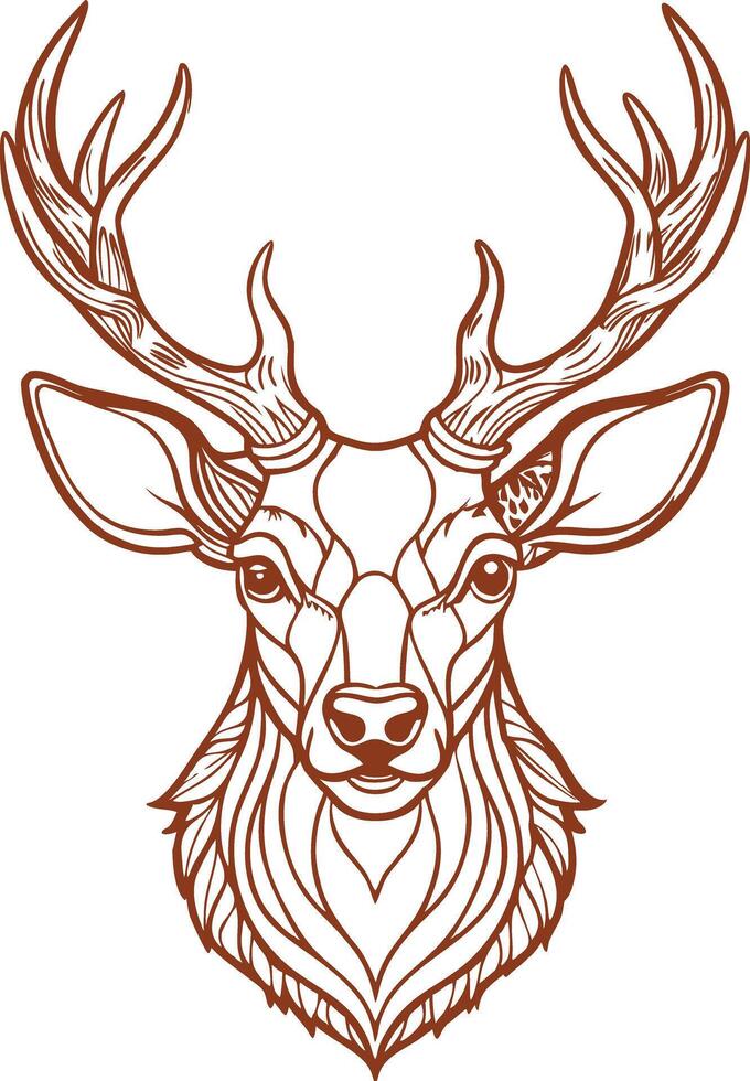 The deer head is outlined in brown vector