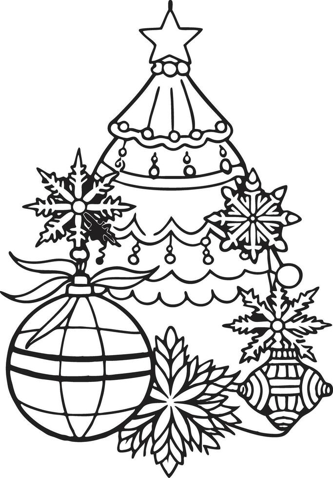 Christmas tree coloring pages vector