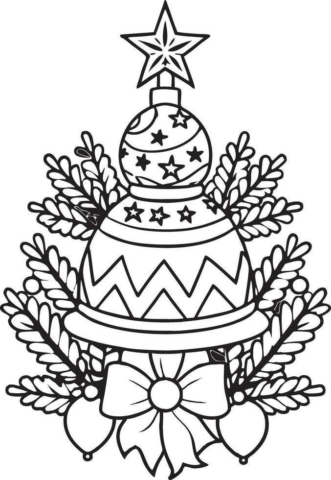 Christmas tree coloring pages vector