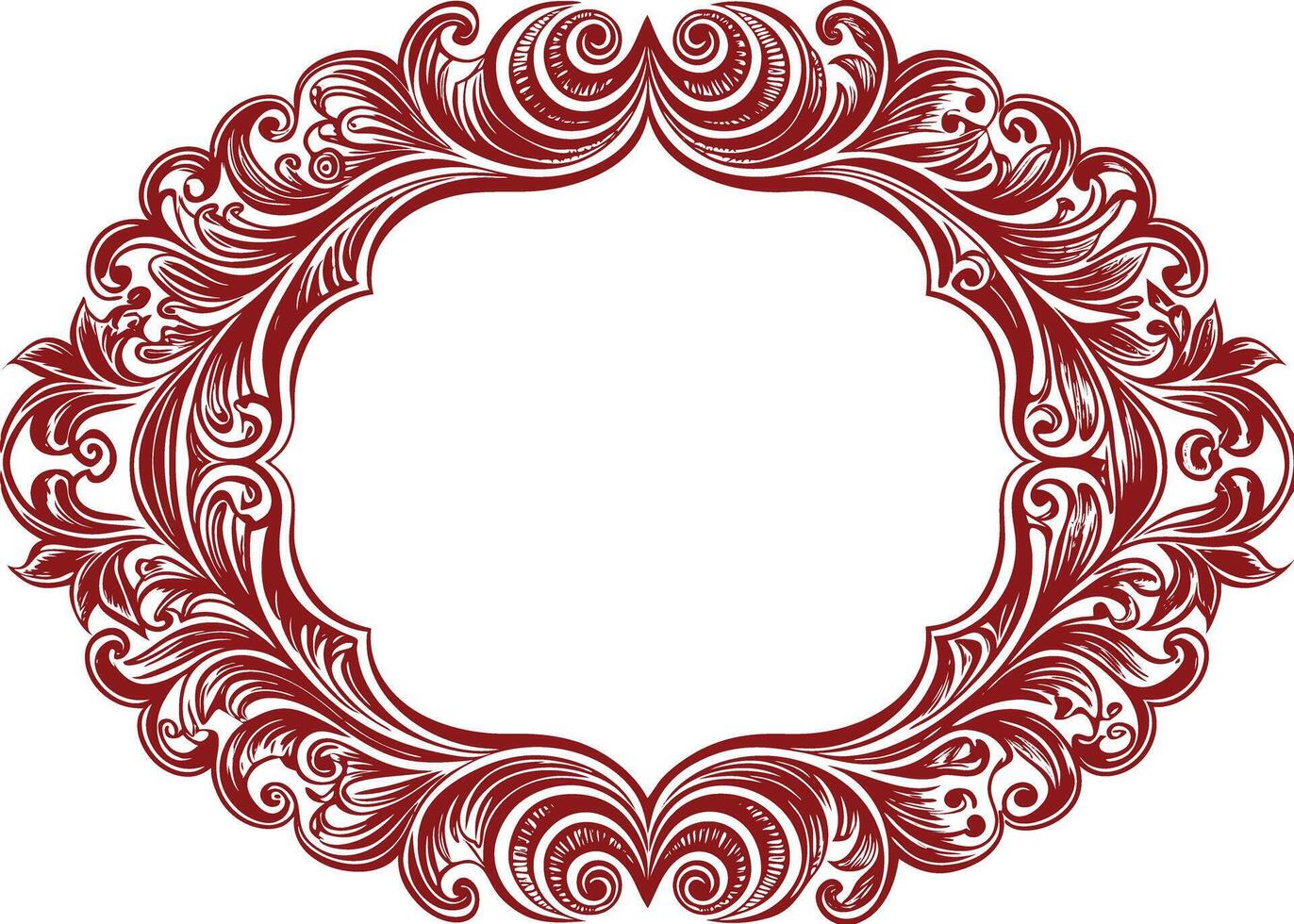 A red frame with swirls and swirls vector