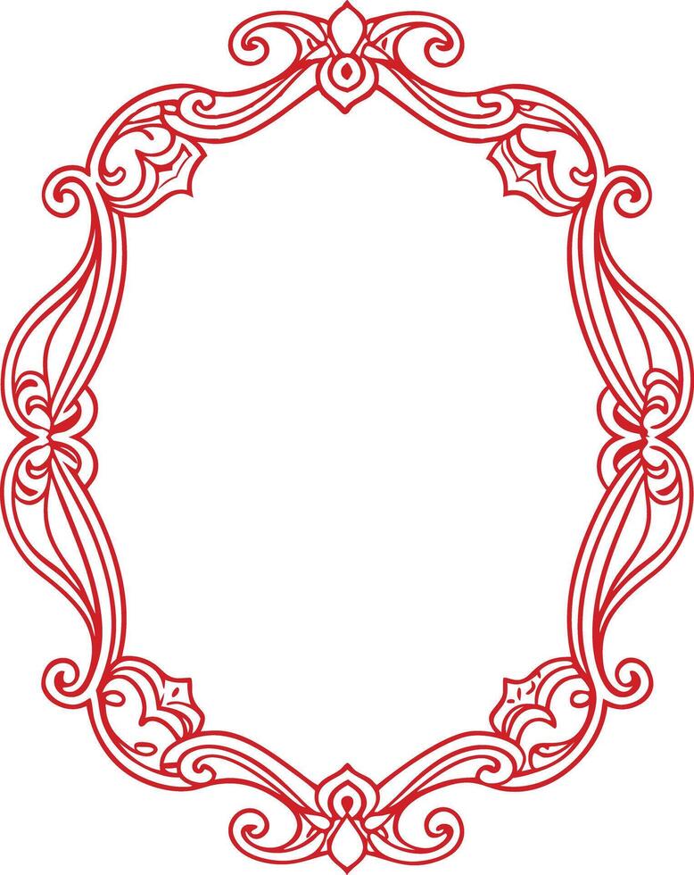 A red ornate frame with a white background vector