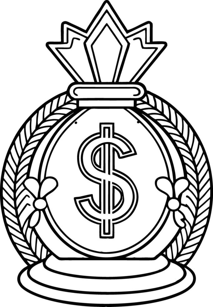 Dollar sign on a coin with crown and laurel vector