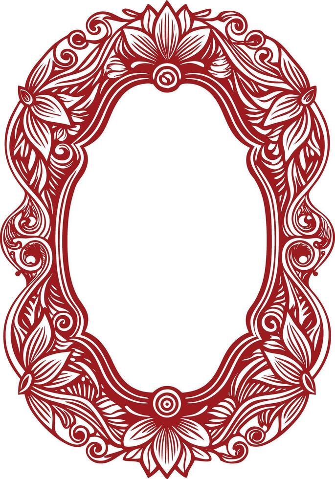 A red frame with floral design vector