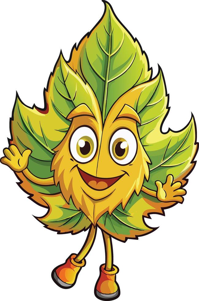 A cartoon leaf character with arms and legs vector