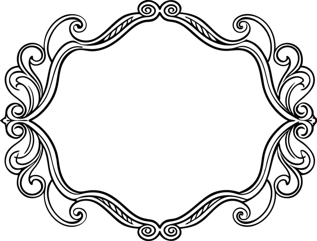 A black and white ornate frame with a white background vector