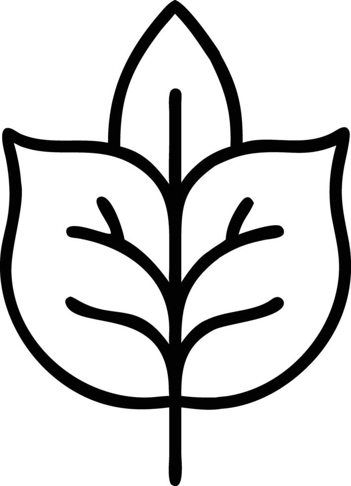 line art drawing of leaf icon vector