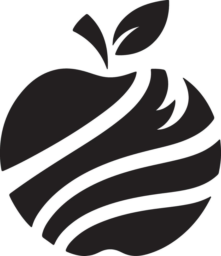 elegante manzana Fruta plano icono silueta vector