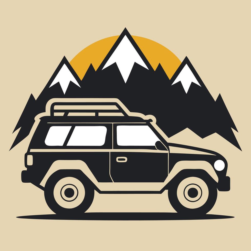 Adventure Car Embarking on a Mountain Quest vector