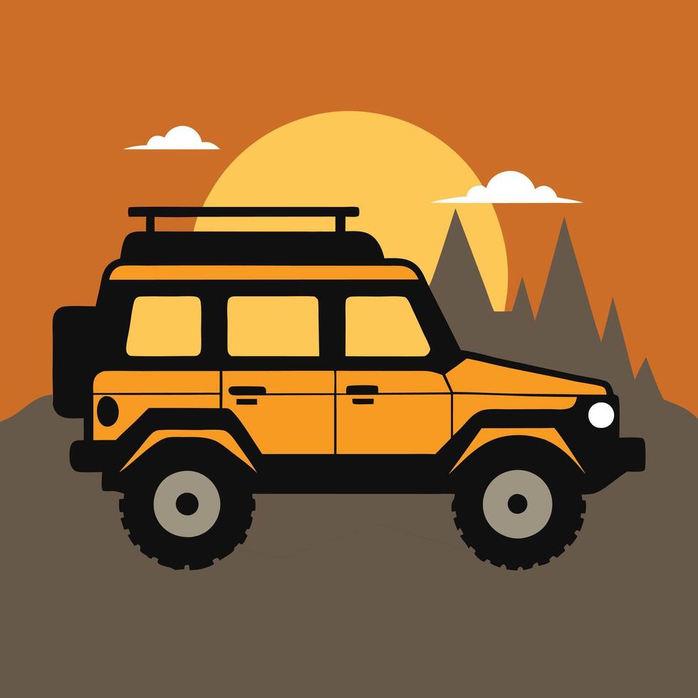 The Ultimate Adventure Car in the Mountains vector