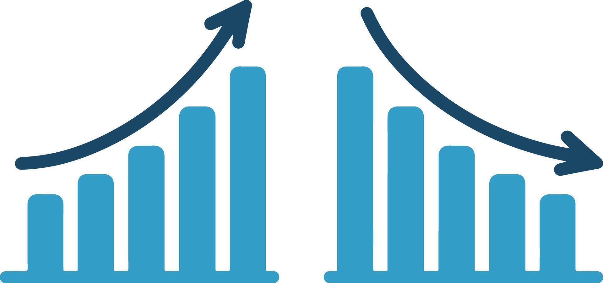 Growth bar graph chart, positive negative bar graph chart art illustration vector