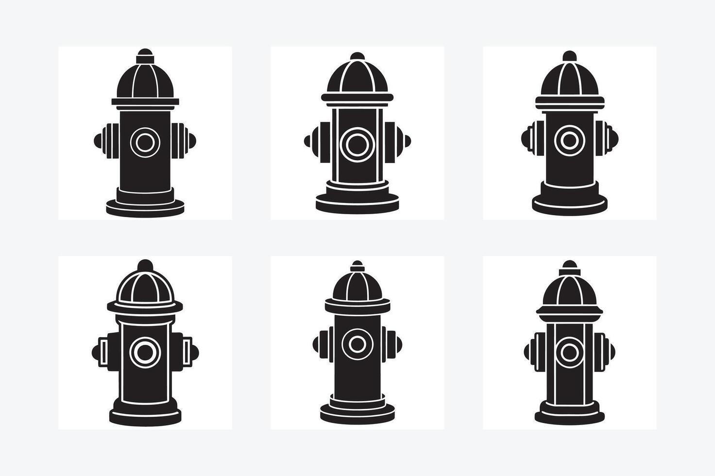 Fire hydrant set design silhouette illustration on white background vector